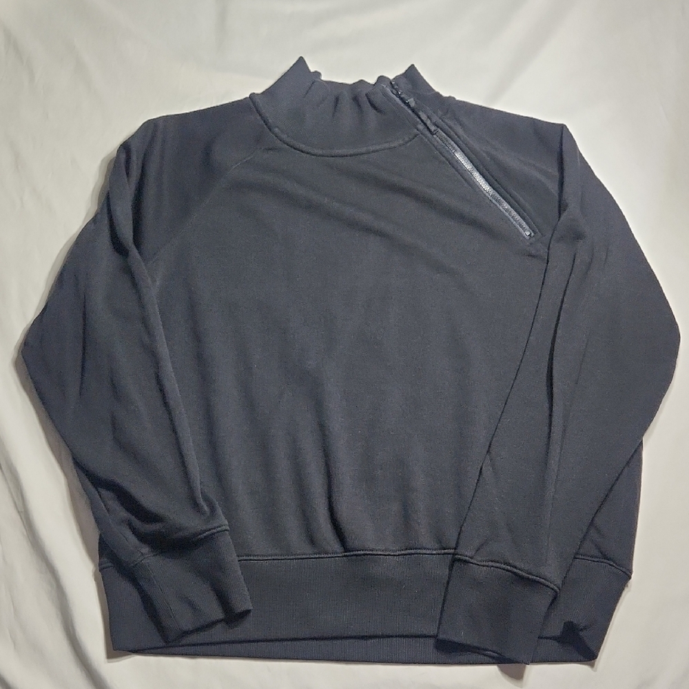 Lou & Grey Asymmetrical Zip Mock Neck Sweatshirt – Size M